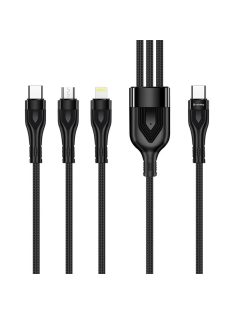   COLORWAY Kábel Type-C CW-CBPDU3060-BK, 3B1 (Lightning+MicroUSB+Type-C) 3.0A (PD60W adatok) 1.2 fekete