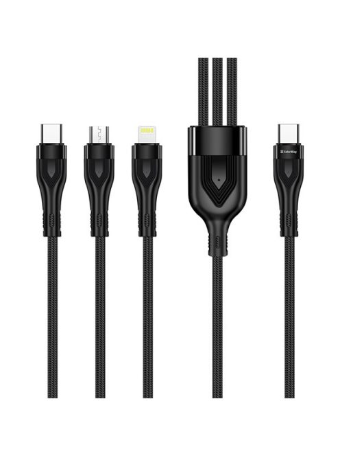 COLORWAY Kábel Type-C CW-CBPDU3060-BK, 3B1 (Lightning+MicroUSB+Type-C) 3.0A (PD60W adatok) 1.2 fekete