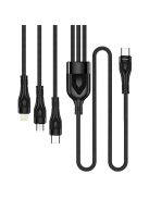 COLORWAY Kábel Type-C CW-CBPDU3060-BK, 3B1 (Lightning+MicroUSB+Type-C) 3.0A (PD60W adatok) 1.2 fekete