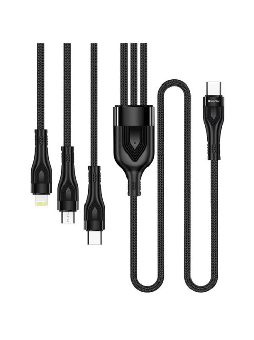 COLORWAY Kábel Type-C CW-CBPDU3060-BK, 3B1 (Lightning+MicroUSB+Type-C) 3.0A (PD60W adatok) 1.2 fekete