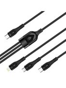 COLORWAY Kábel Type-C CW-CBPDU3060-BK, 3B1 (Lightning+MicroUSB+Type-C) 3.0A (PD60W adatok) 1.2 fekete