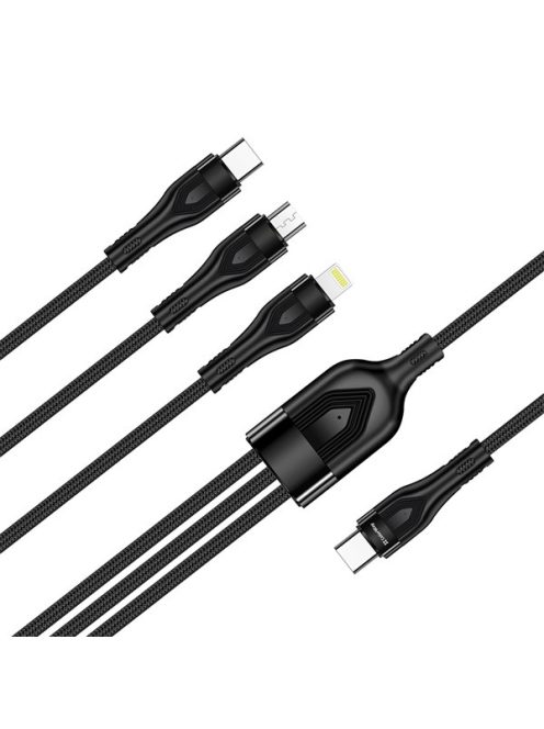 COLORWAY Kábel Type-C CW-CBPDU3060-BK, 3B1 (Lightning+MicroUSB+Type-C) 3.0A (PD60W adatok) 1.2 fekete