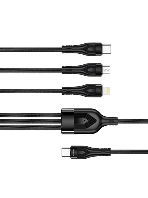 COLORWAY Kábel Type-C CW-CBPDU3060-BK, 3B1 (Lightning+MicroUSB+Type-C) 3.0A (PD60W adatok) 1.2 fekete