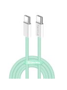 COLORWAY Kábel Type-C CW-CBPDCC061-G, fonott pamut, PD Fast Charging 60W, 3,0A 1M zöld