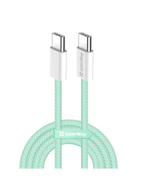 COLORWAY Kábel Type-C CW-CBPDCC061-G, fonott pamut, PD Fast Charging 60W, 3,0A 1M zöld