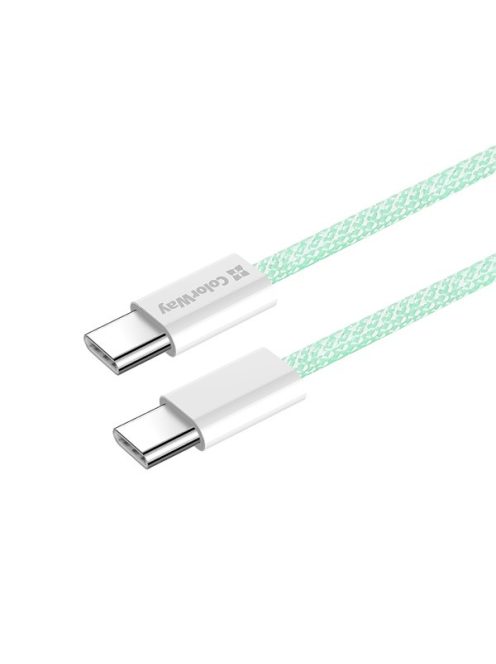 COLORWAY Kábel Type-C CW-CBPDCC061-G, fonott pamut, PD Fast Charging 60W, 3,0A 1M zöld