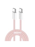 COLORWAY Kábel Type-C CW-CBPDCC061-P, fonott pamut, PD Fast Charging 60W, 3,0A 1M rózsaszín