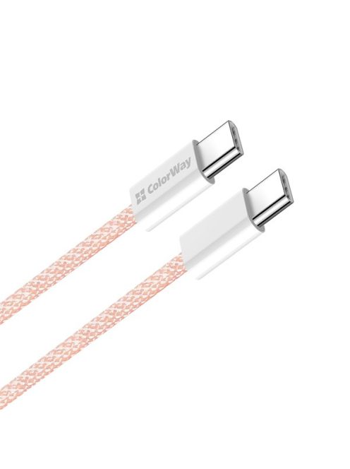 COLORWAY Kábel Type-C CW-CBPDCC061-P, fonott pamut, PD Fast Charging 60W, 3,0A 1M rózsaszín