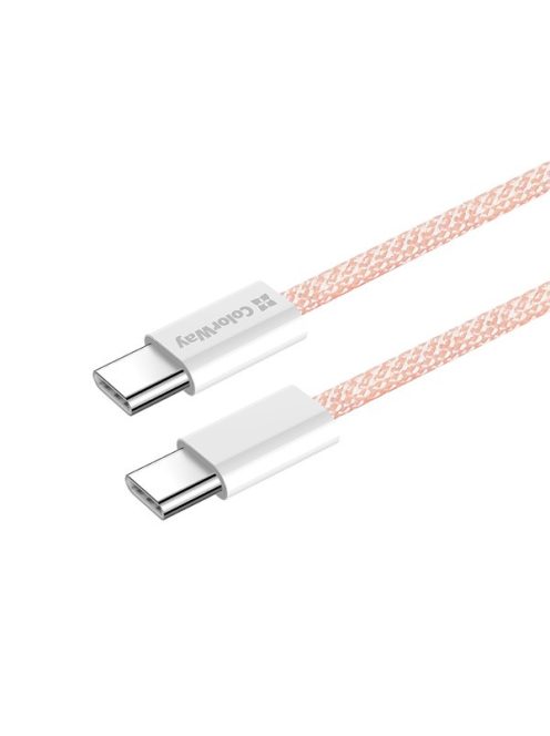 COLORWAY Kábel Type-C CW-CBPDCC061-P, fonott pamut, PD Fast Charging 60W, 3,0A 1M rózsaszín