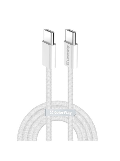 COLORWAY Kábel Type-C CW-CBPDCC061-GR, fonott pamut, PD Fast Charging 60W, 3,0A 1M szürke