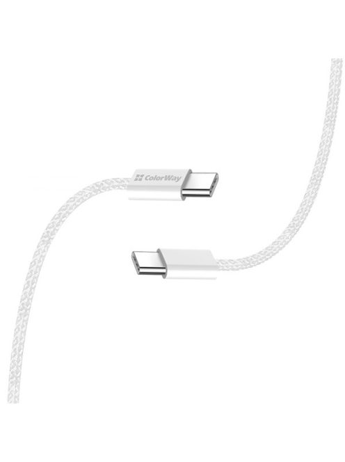 COLORWAY Kábel Type-C CW-CBPDCC061-GR, fonott pamut, PD Fast Charging 60W, 3,0A 1M szürke