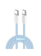 COLORWAY Kábel Type-C CW-CBPDCC061-BL, fonott pamut, PD Fast Charging 60W, 3,0A 1M kék