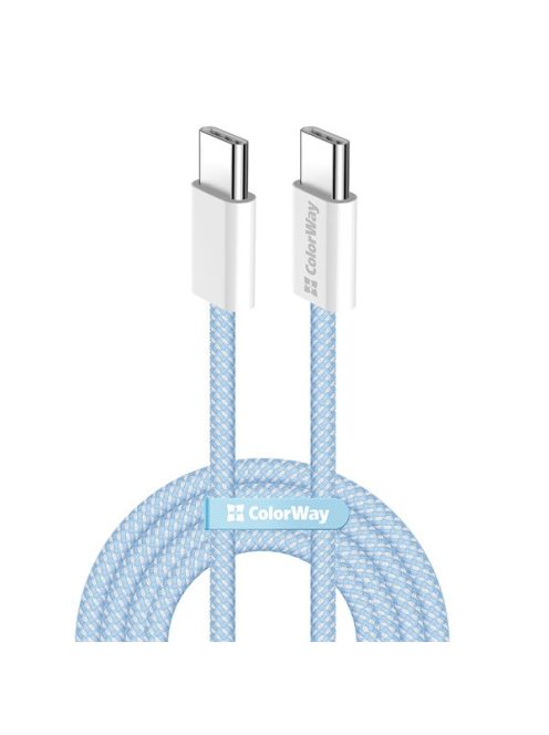 COLORWAY Kábel Type-C CW-CBPDCC061-BL, fonott pamut, PD Fast Charging 60W, 3,0A 1M kék