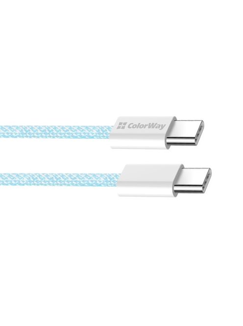 COLORWAY Kábel Type-C CW-CBPDCC061-BL, fonott pamut, PD Fast Charging 60W, 3,0A 1M kék
