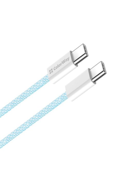 COLORWAY Kábel Type-C CW-CBPDCC061-BL, fonott pamut, PD Fast Charging 60W, 3,0A 1M kék