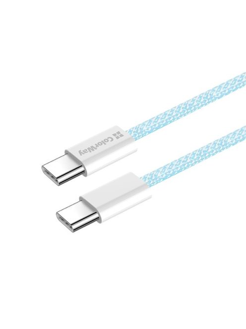 COLORWAY Kábel Type-C CW-CBPDCC061-BL, fonott pamut, PD Fast Charging 60W, 3,0A 1M kék