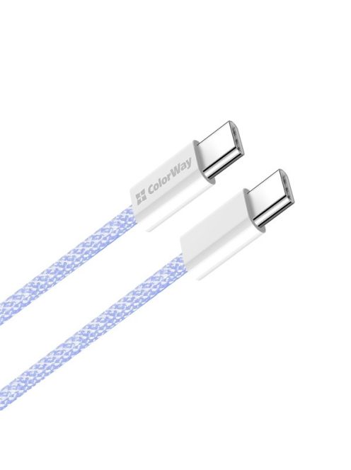 COLORWAY Kábel Type-C CW-CBPDCC061-PU, fonott pamut, PD Fast Charging 60W, 3,0A 1M lila