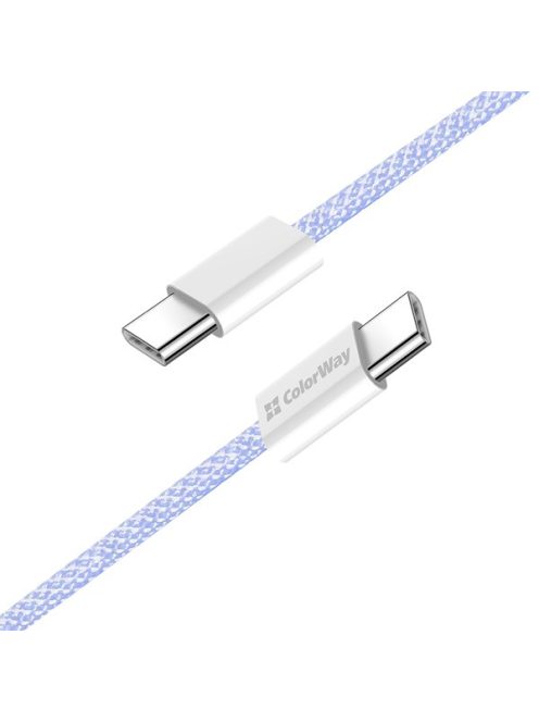 COLORWAY Kábel Type-C CW-CBPDCC061-PU, fonott pamut, PD Fast Charging 60W, 3,0A 1M lila