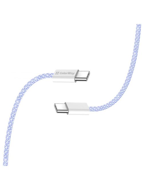 COLORWAY Kábel Type-C CW-CBPDCC061-PU, fonott pamut, PD Fast Charging 60W, 3,0A 1M lila