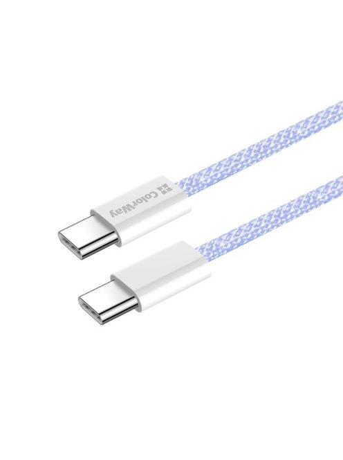 COLORWAY Kábel Type-C CW-CBPDCC061-PU, fonott pamut, PD Fast Charging 60W, 3,0A 1M lila