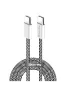 COLORWAY Kábel Type-C CW-CBPDCC061-BK, fonott pamut, PD Fast Charging 60W, 3,0A 1M fekete