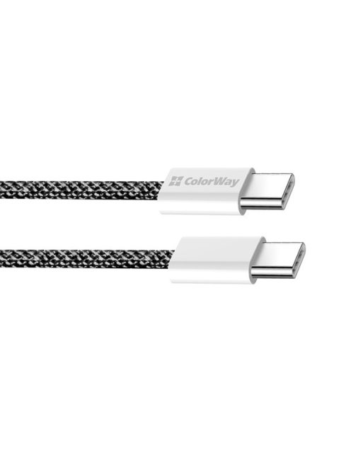 COLORWAY Kábel Type-C CW-CBPDCC061-BK, fonott pamut, PD Fast Charging 60W, 3,0A 1M fekete