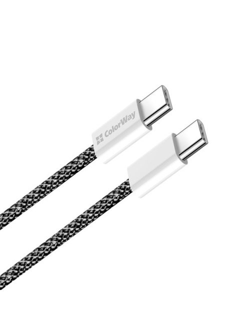 COLORWAY Kábel Type-C CW-CBPDCC061-BK, fonott pamut, PD Fast Charging 60W, 3,0A 1M fekete
