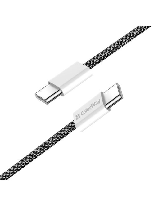 COLORWAY Kábel Type-C CW-CBPDCC061-BK, fonott pamut, PD Fast Charging 60W, 3,0A 1M fekete