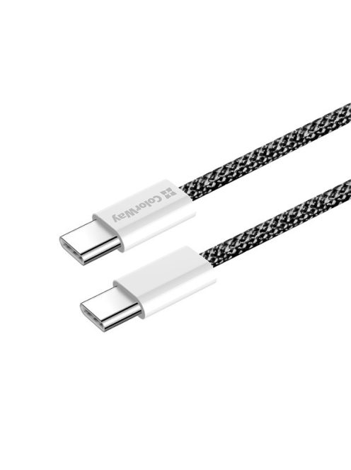 COLORWAY Kábel Type-C CW-CBPDCC061-BK, fonott pamut, PD Fast Charging 60W, 3,0A 1M fekete