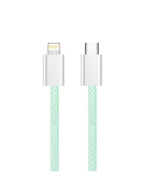COLORWAY Kábel Type-C CW-CBPDCL061-G, Apple Lightning, fonott pamut, PD 27W, 1M zöld