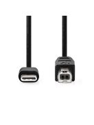 Nedis CCGB60650BK20 USB-C dugó - USB- B dugó (USB C - USB B) kábel, 480 Mbps, 2m