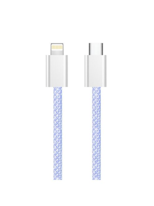 COLORWAY Kábel Type-C CW-CBPDCL061-PU, Apple Lightning, fonott pamut, PD 27W, 1M lila