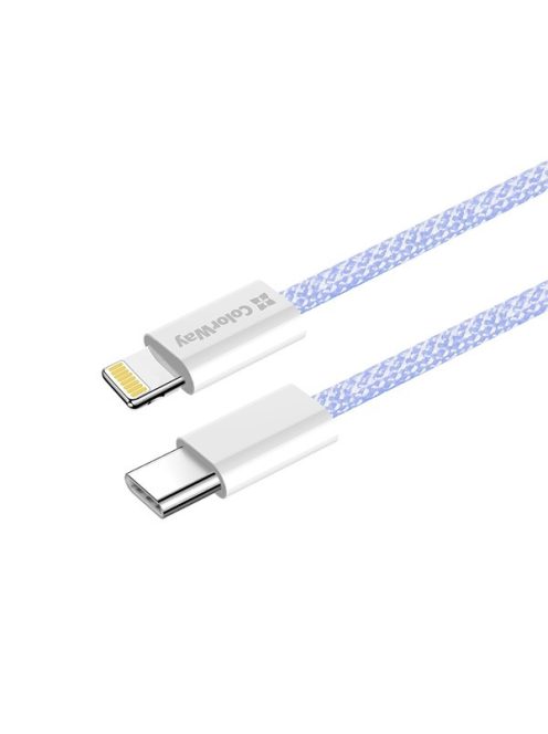 COLORWAY Kábel Type-C CW-CBPDCL061-PU, Apple Lightning, fonott pamut, PD 27W, 1M lila