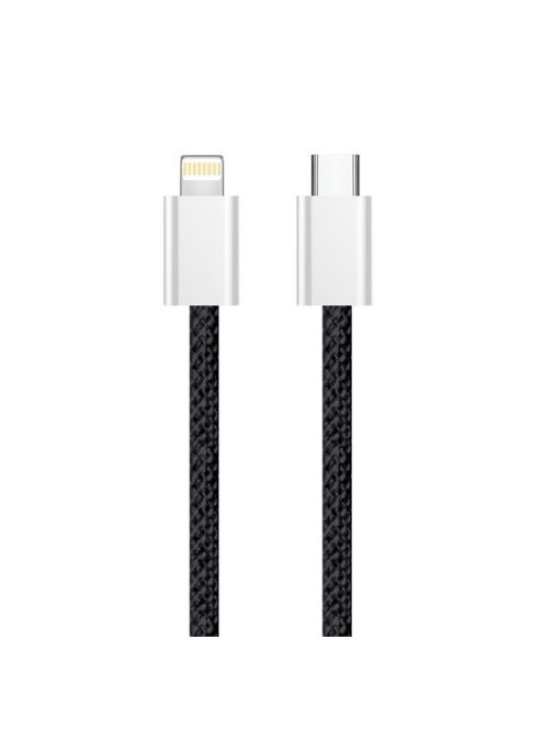 COLORWAY Kábel Type-C CW-CBPDCL061-BK,  Apple Lightning, fonott pamut, PD 27W, 1M fekete