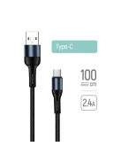 COLORWAY Kábel, USB Type-C CW-CBUC045-BK, nylon 2,4A 1M fekete