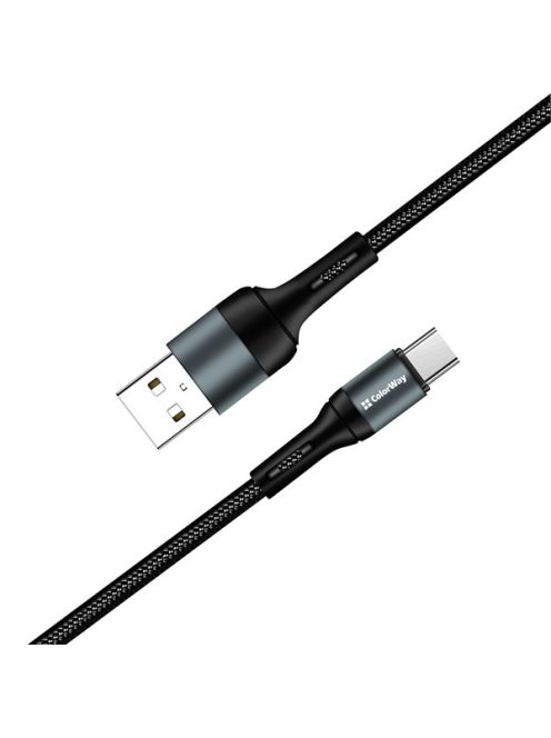 COLORWAY Kábel, USB Type-C CW-CBUC045-BK, nylon 2,4A 1M fekete