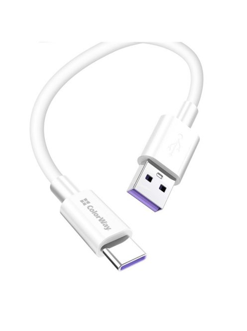 COLORWAY Kábel, USB Type-C CW-CBUC019-WH, gyors töltés, 5,0A 1M fehér