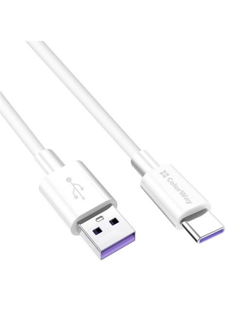 COLORWAY Kábel, USB Type-C CW-CBUC019-WH, gyors töltés, 5,0A 1M fehér