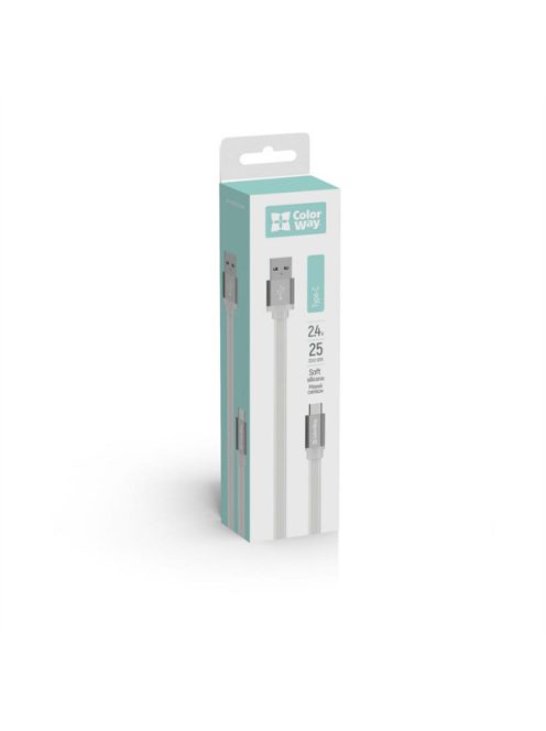 COLORWAY Kábel, USB dugasz Type-C CW-CBUC001-WH, dugó, 25 CM fehér