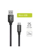 COLORWAY Kábel, USB CW-CBUM048-BK, MicroUSB 2.4A 25CM fekete