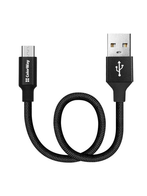 COLORWAY Kábel, USB CW-CBUC048-BK, Type-C 2.4A 25CM fekete