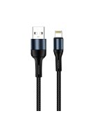 COLORWAY Kábel, USB CW-CBUL045-BK, Apple Lightning (nylon) 2,4A 1M fekete