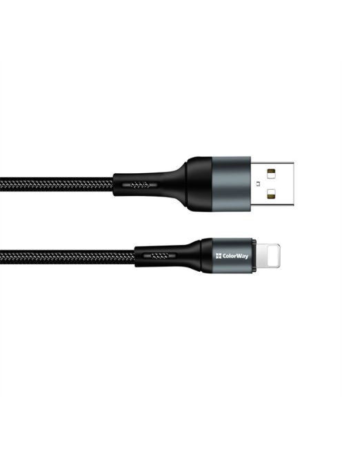 COLORWAY Kábel, USB CW-CBUL045-BK, Apple Lightning (nylon) 2,4A 1M fekete