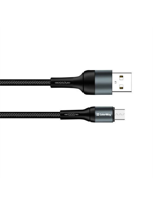 COLORWAY Kábel, USB CW-CBUM045-BK, MicroUSB (nylon) 2,4A 1M fekete
