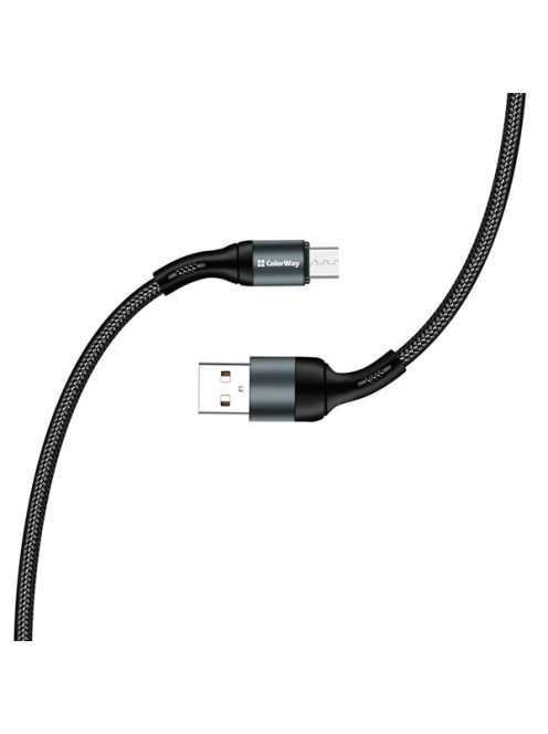 COLORWAY Kábel, USB CW-CBUM045-BK, MicroUSB (nylon) 2,4A 1M fekete