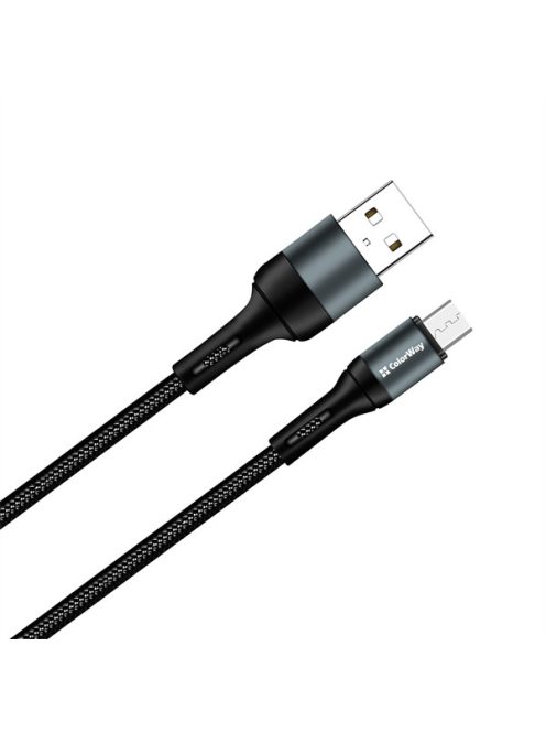 COLORWAY Kábel, USB CW-CBUM045-BK, MicroUSB (nylon) 2,4A 1M fekete