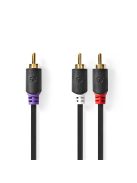 Nedis CABW24000AT30 RCA dugó - 2x RCA dugó,  mélynyomó kábel, 3m