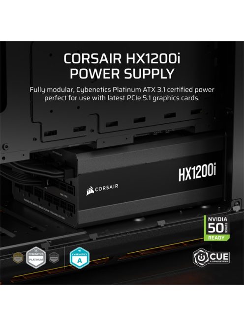 CORSAIR Tápegység Moduláris, HXi series 2025, HX1200i, 1200W, 14cm, ATX 3.1, PCIe 5.1, BOX, 80+ Platinum