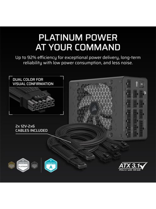 CORSAIR Tápegység Moduláris, HXi series 2025, HX1200i, 1200W, 14cm, ATX 3.1, PCIe 5.1, BOX, 80+ Platinum