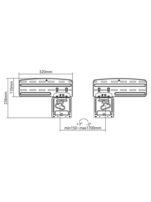 Nedis TVWM5065BK LCD TV / monitor fali tartó konzol, 43-85" Max. teherbírás: 60 kg, faltáv:7,5mm